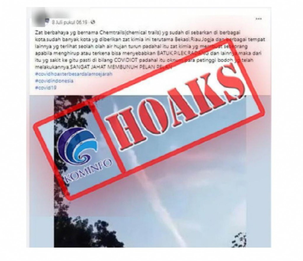 [HOAKS] Penampakan Penyebaran Zat Kimia Penyebab Penyakit di Langit